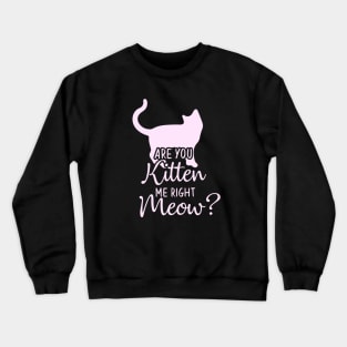 Funny Humor Cat Gift, Are You Kitten Me Right Meow Crewneck Sweatshirt